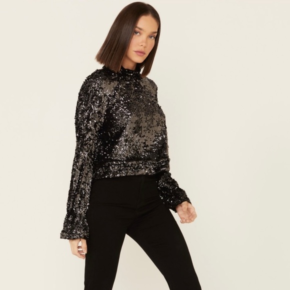 Free People Moonstruck Top Size M Black - Picture 1 of 13